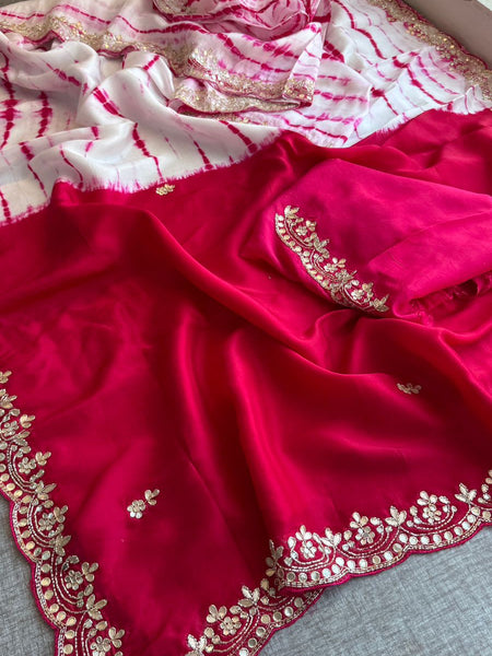 Royal Munga Silk Banarasi Saree With Zardozi & Gotapatti Handwork