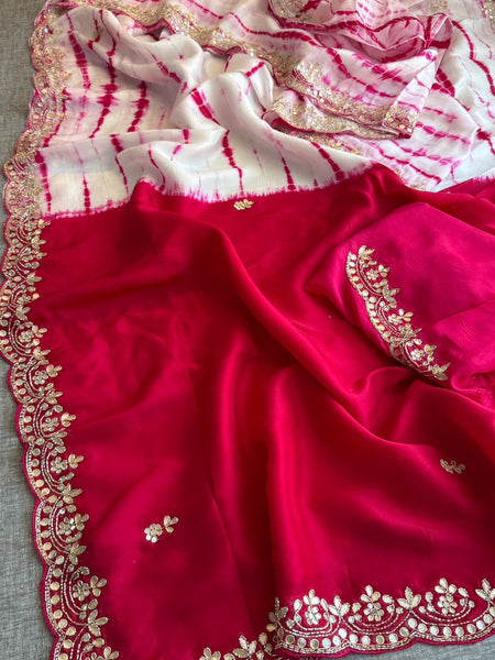 Royal Munga Silk Banarasi Saree With Zardozi & Gotapatti Handwork
