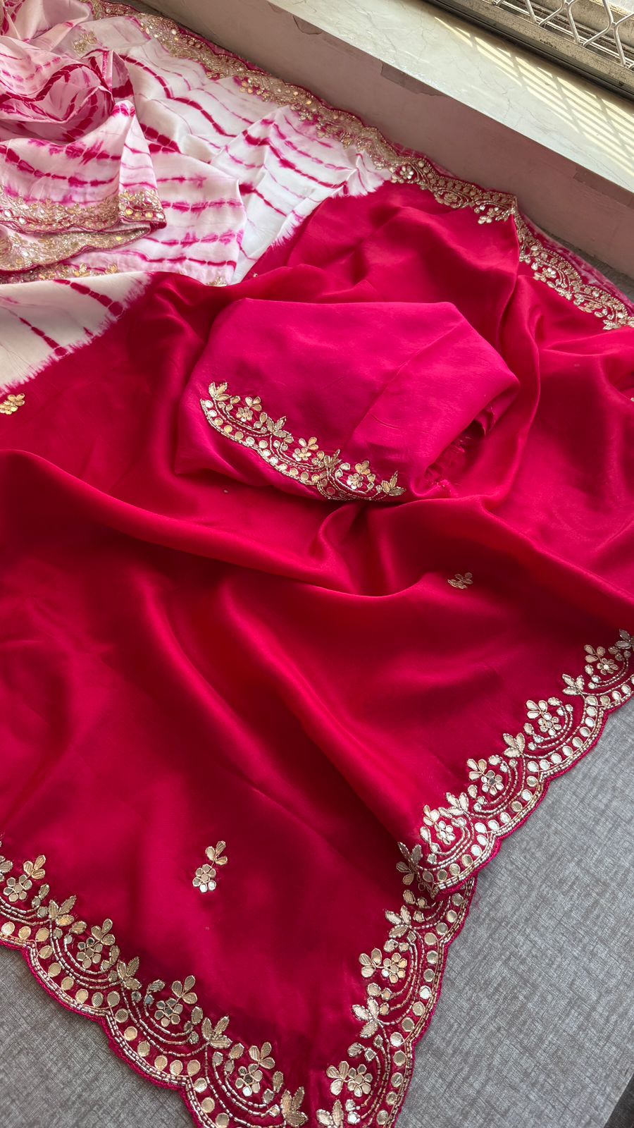Royal Munga Silk Banarasi Saree With Zardozi & Gotapatti Handwork