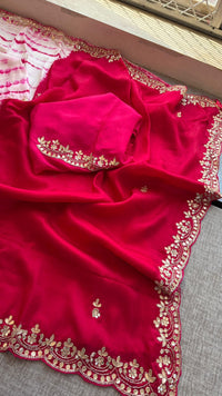 Royal Munga Silk Banarasi Saree With Zardozi & Gotapatti Handwork