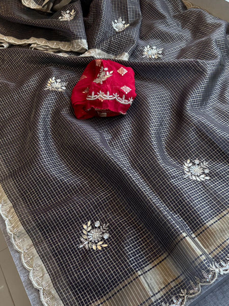 Elegant Tissue Silk Banarasi Saree With Zardozi & Gotapatti Handwork