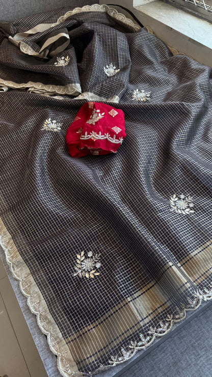 Zardozi And Gotta Patti On Tissue Silk Banarasi · 52 Artisan Hours of work · The Sunehri Edit