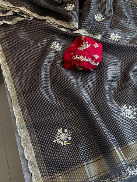 Elegant Tissue Silk Banarasi Saree With Zardozi & Gotapatti Handwork