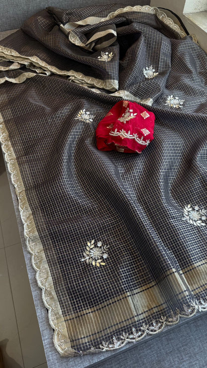 Zardozi And Gotta Patti On Tissue Silk Banarasi · 52 Artisan Hours of work · The Sunehri Edit
