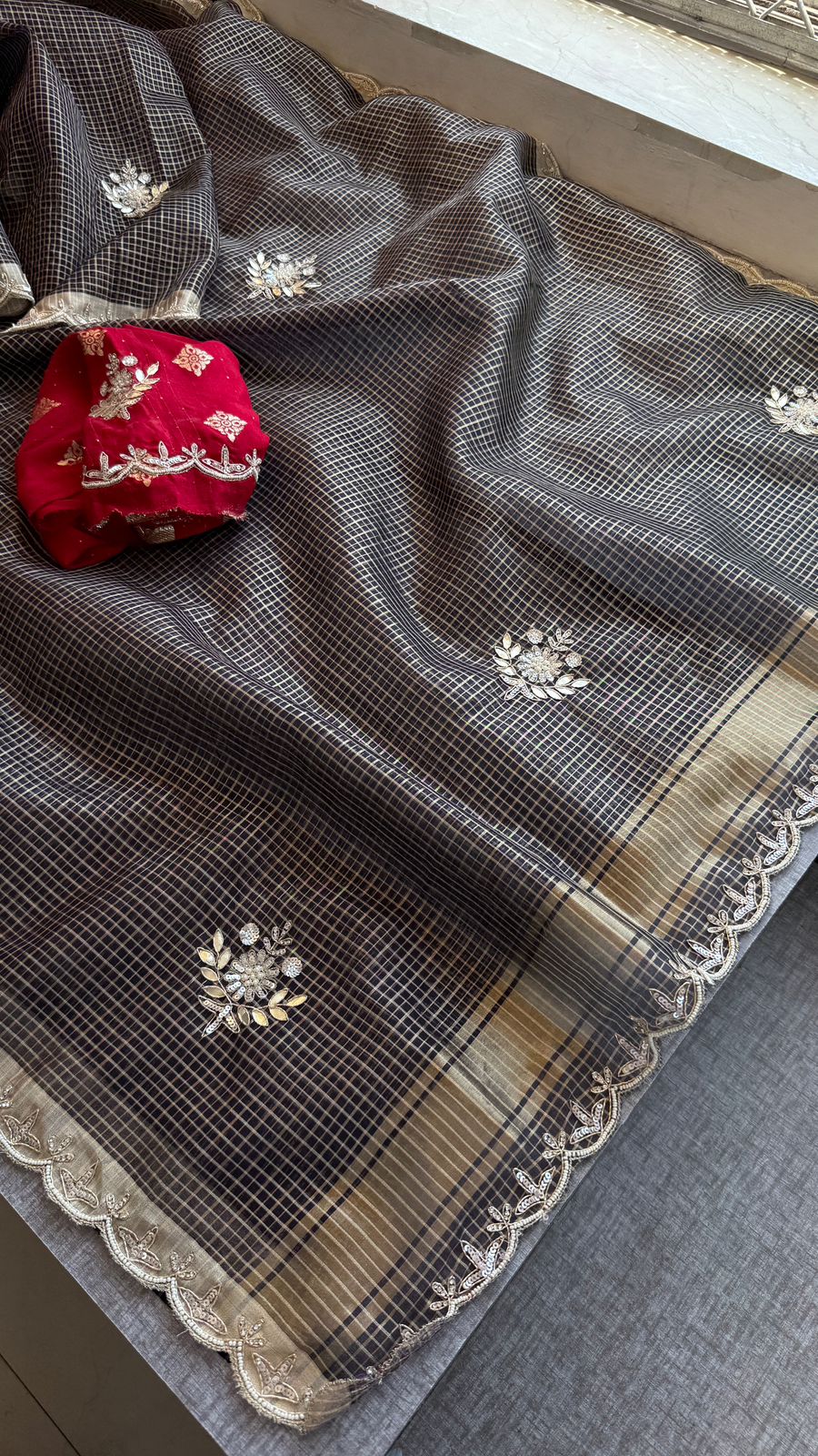 Zardozi And Gotta Patti On Tissue Silk Banarasi · 52 Artisan Hours of work · The Sunehri Edit