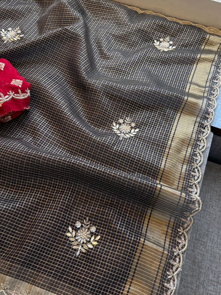 Elegant Tissue Silk Banarasi Saree With Zardozi & Gotapatti Handwork