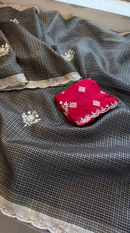 Zardozi And Gotta Patti On Tissue Silk Banarasi · 52 Artisan Hours of work · The Sunehri Edit