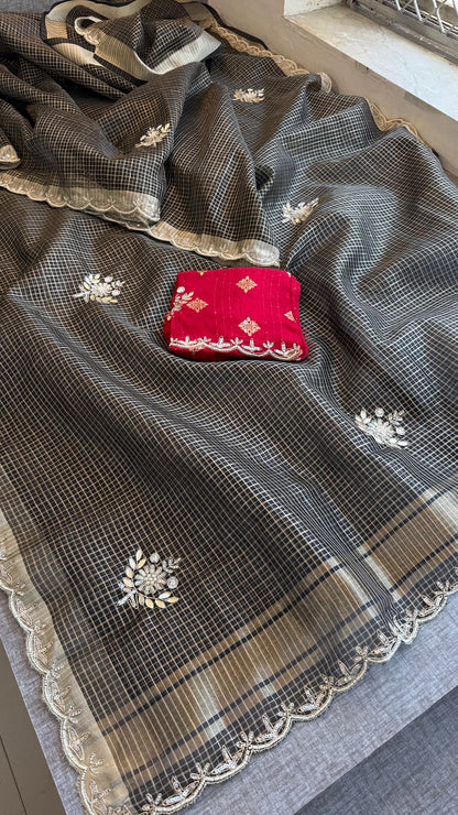Zardozi And Gotta Patti On Tissue Silk Banarasi · 52 Artisan Hours of work · The Sunehri Edit