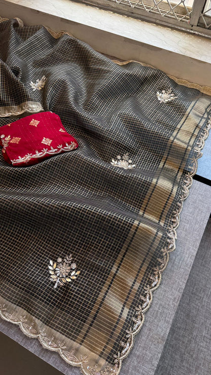 Zardozi And Gotta Patti On Tissue Silk Banarasi · 52 Artisan Hours of work · The Sunehri Edit