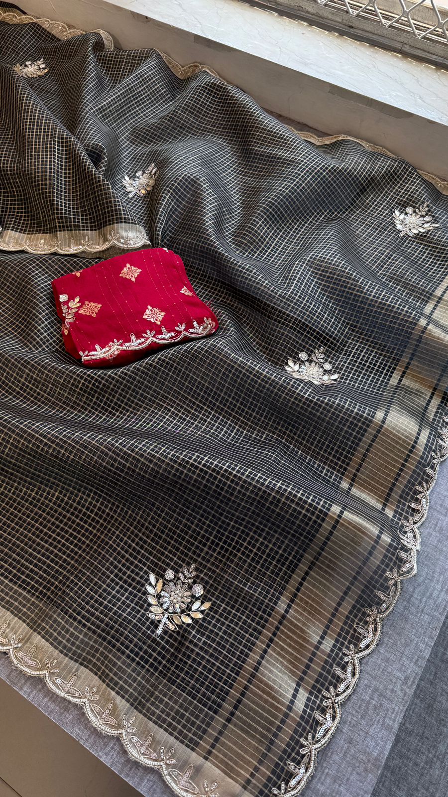 Zardozi And Gotta Patti On Tissue Silk Banarasi · 52 Artisan Hours of work · The Sunehri Edit