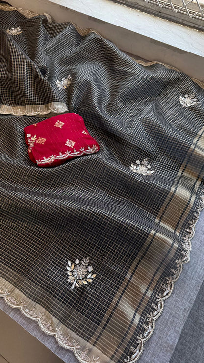 Zardozi And Gotta Patti On Tissue Silk Banarasi · 52 Artisan Hours of work · The Sunehri Edit