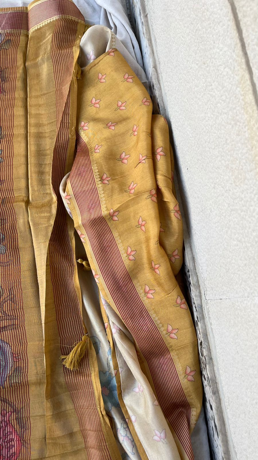 Elegant Crepe Silk Saree with Artistic Digital Floral & Bird Design