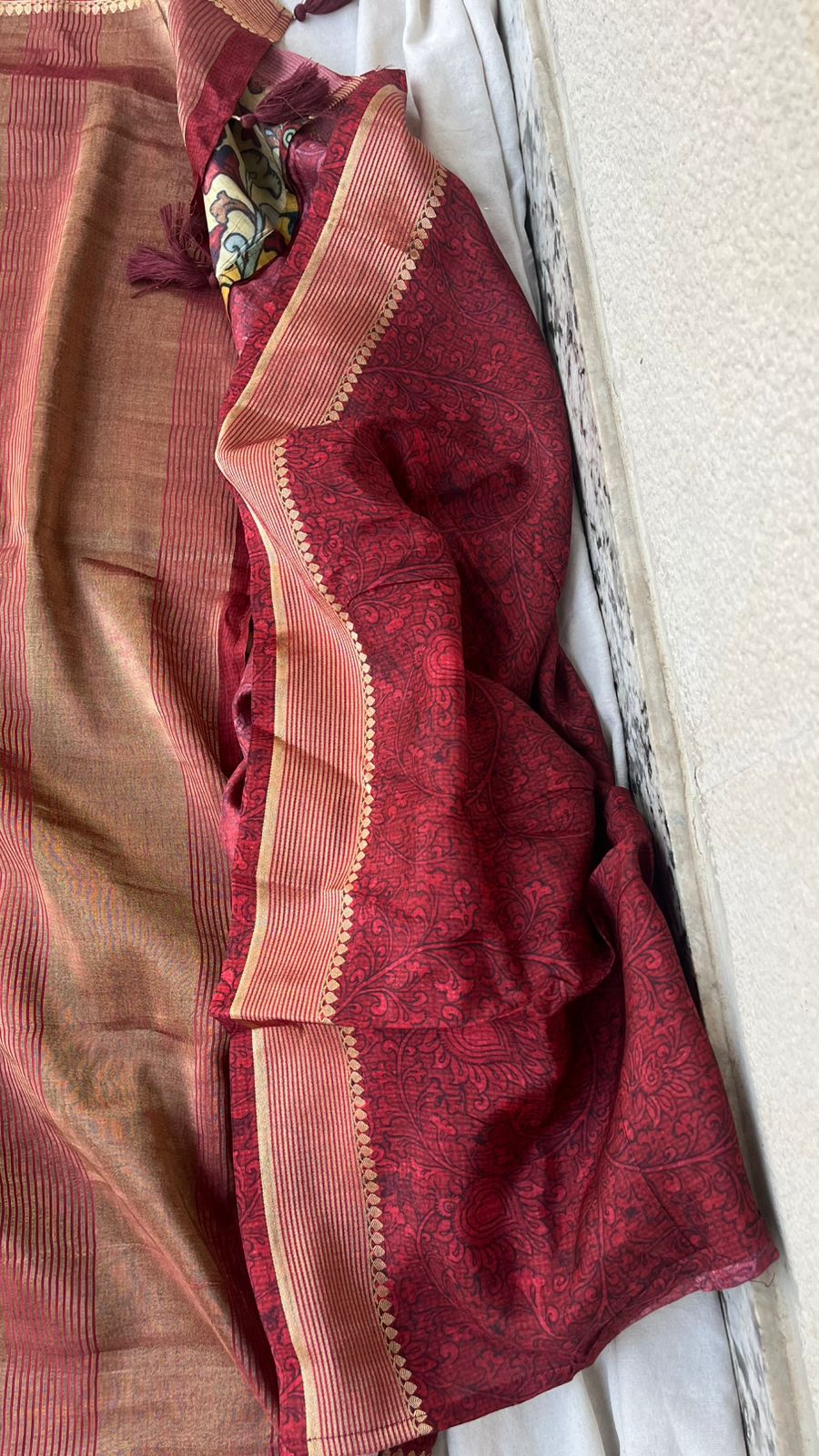 Elegant Crepe Silk Saree with Artistic Digital Floral & Bird Design