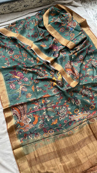 Elegant Crepe Silk Saree with Artistic Digital Floral & Bird Design