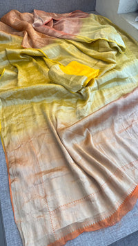 Elegant Khaddi Georgette Banarasi Saree With Rich Golden Weaving