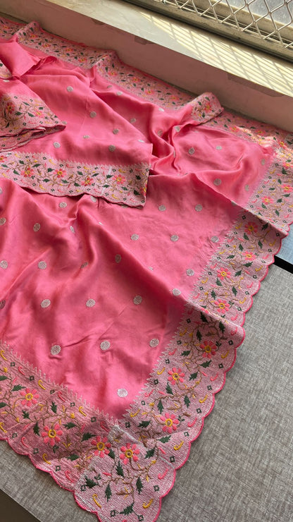 Floral Resham Embroidery On Pure Munga Silk · 24 Artisan Hours of work · The Shringar Edit
