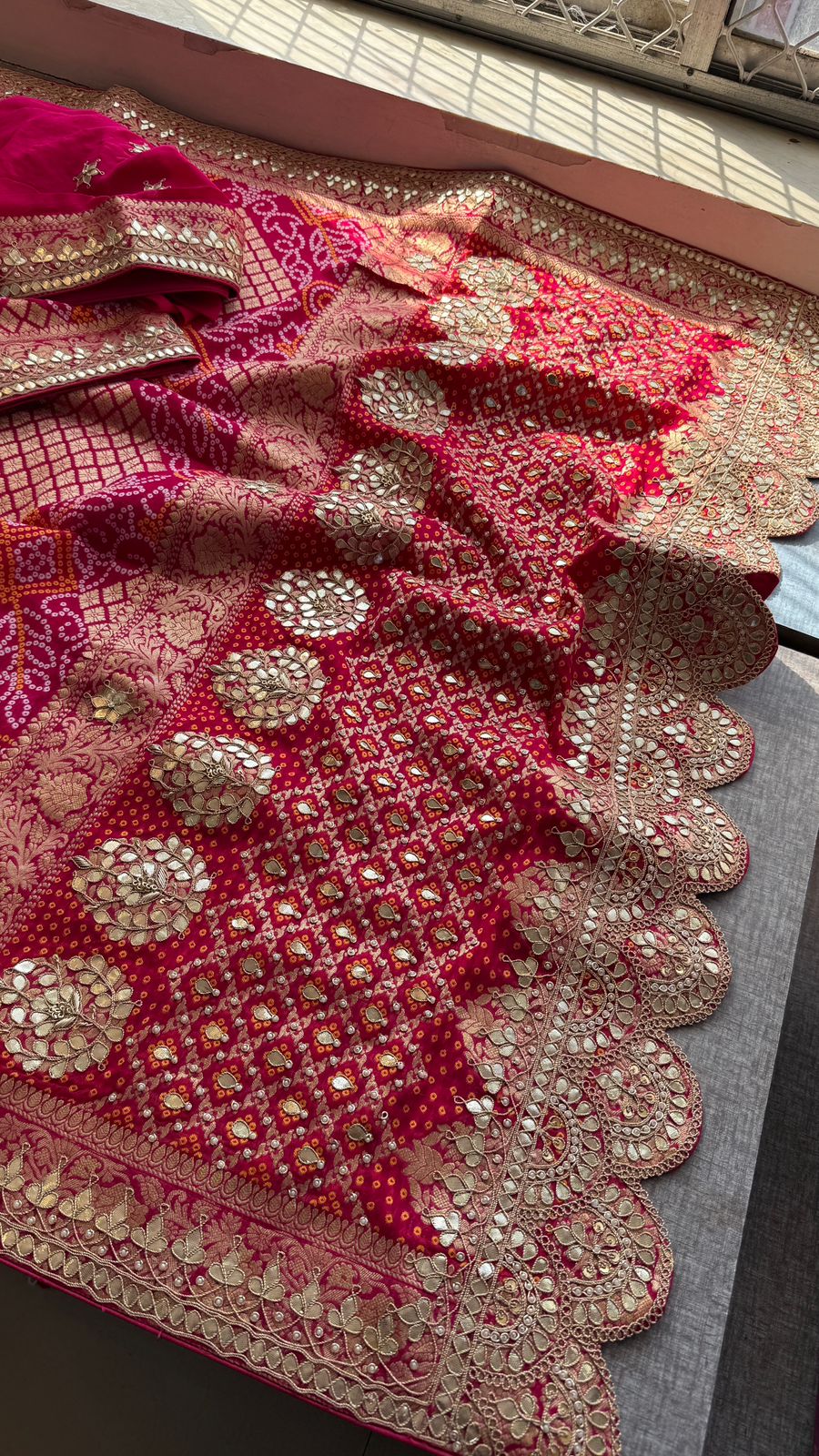 Zardozi Gotta Patti And Pearl On Khaddi Georgette Banarasi · 56 Artisan Hours of work · The Royal Edit