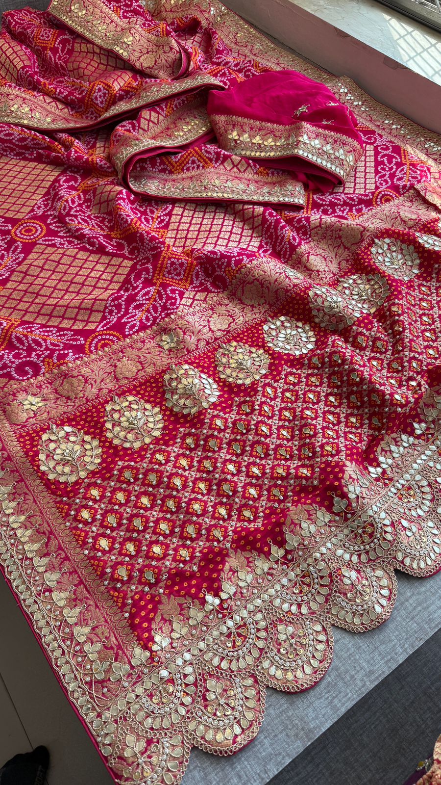 Zardozi Gotta Patti And Pearl On Khaddi Georgette Banarasi · 56 Artisan Hours of work · The Royal Edit