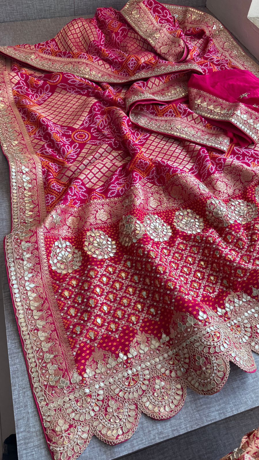 Zardozi Gotta Patti And Pearl On Khaddi Georgette Banarasi · 56 Artisan Hours of work · The Royal Edit