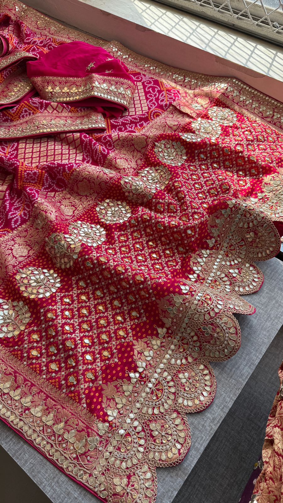 Zardozi Gotta Patti And Pearl On Khaddi Georgette Banarasi · 56 Artisan Hours of work · The Royal Edit