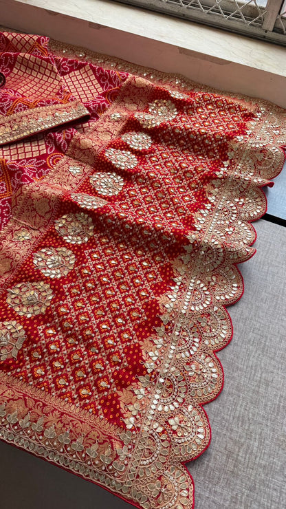 Zardozi Gotta Patti And Pearl On Khaddi Georgette Banarasi · 56 Artisan Hours of work · The Royal Edit