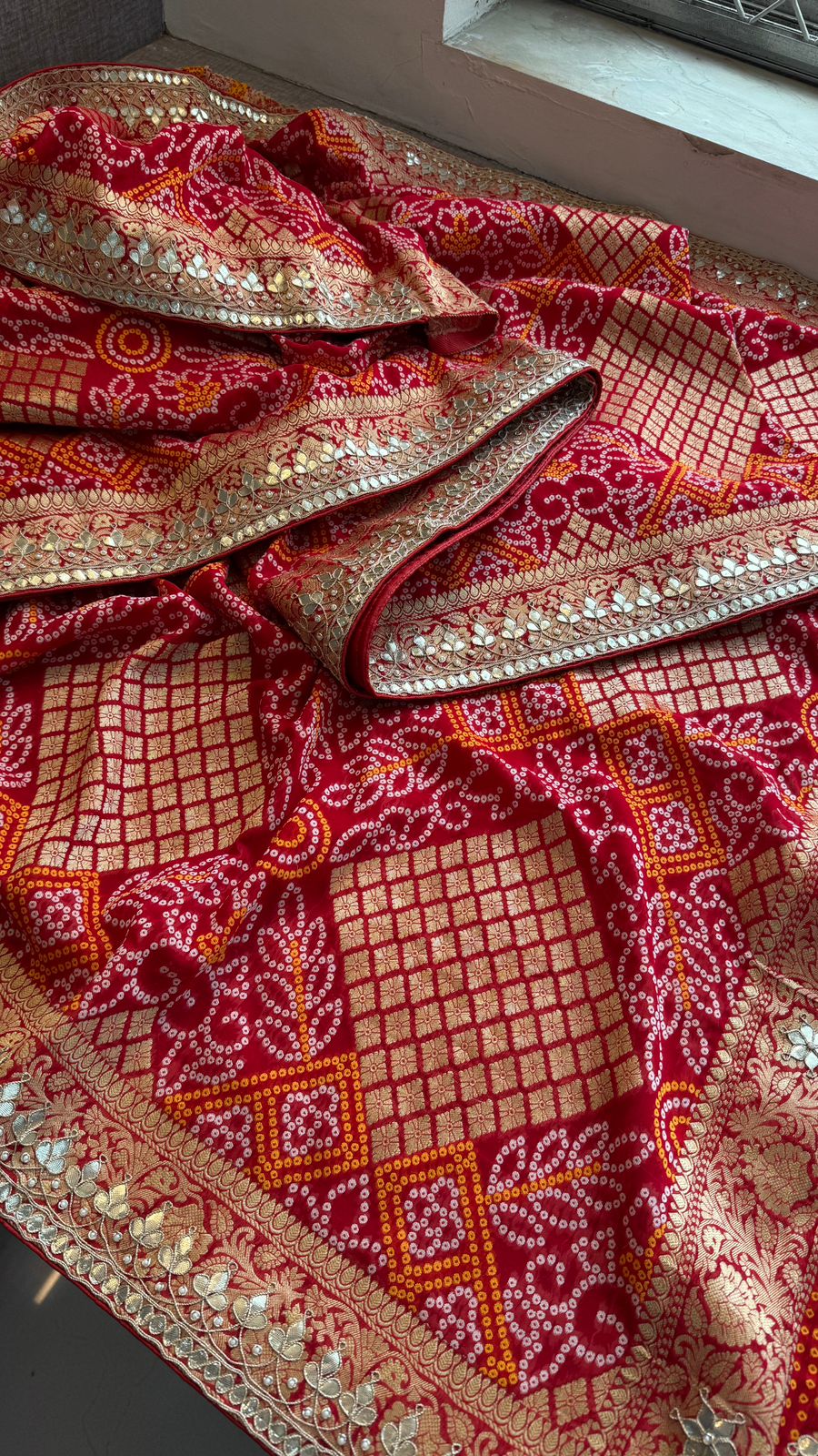 Zardozi Gotta Patti And Pearl On Khaddi Georgette Banarasi · 56 Artisan Hours of work · The Royal Edit