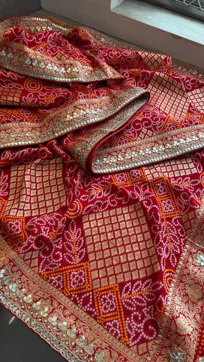 Zardozi Gotta Patti And Pearl On Khaddi Georgette Banarasi · 56 Artisan Hours of work · The Royal Edit
