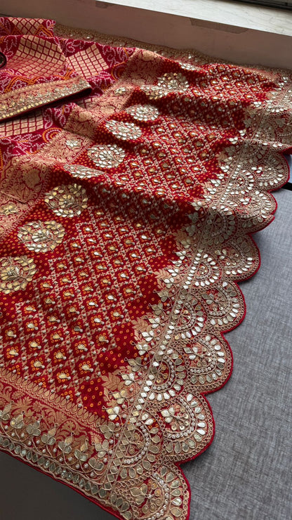 Zardozi Gotta Patti And Pearl On Khaddi Georgette Banarasi · 56 Artisan Hours of work · The Royal Edit