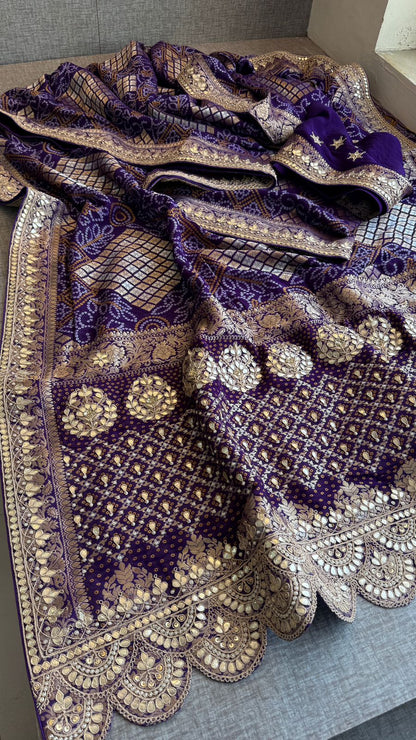 Zardozi Gotta Patti And Pearl On Khaddi Georgette Banarasi · 56 Artisan Hours of work · The Royal Edit