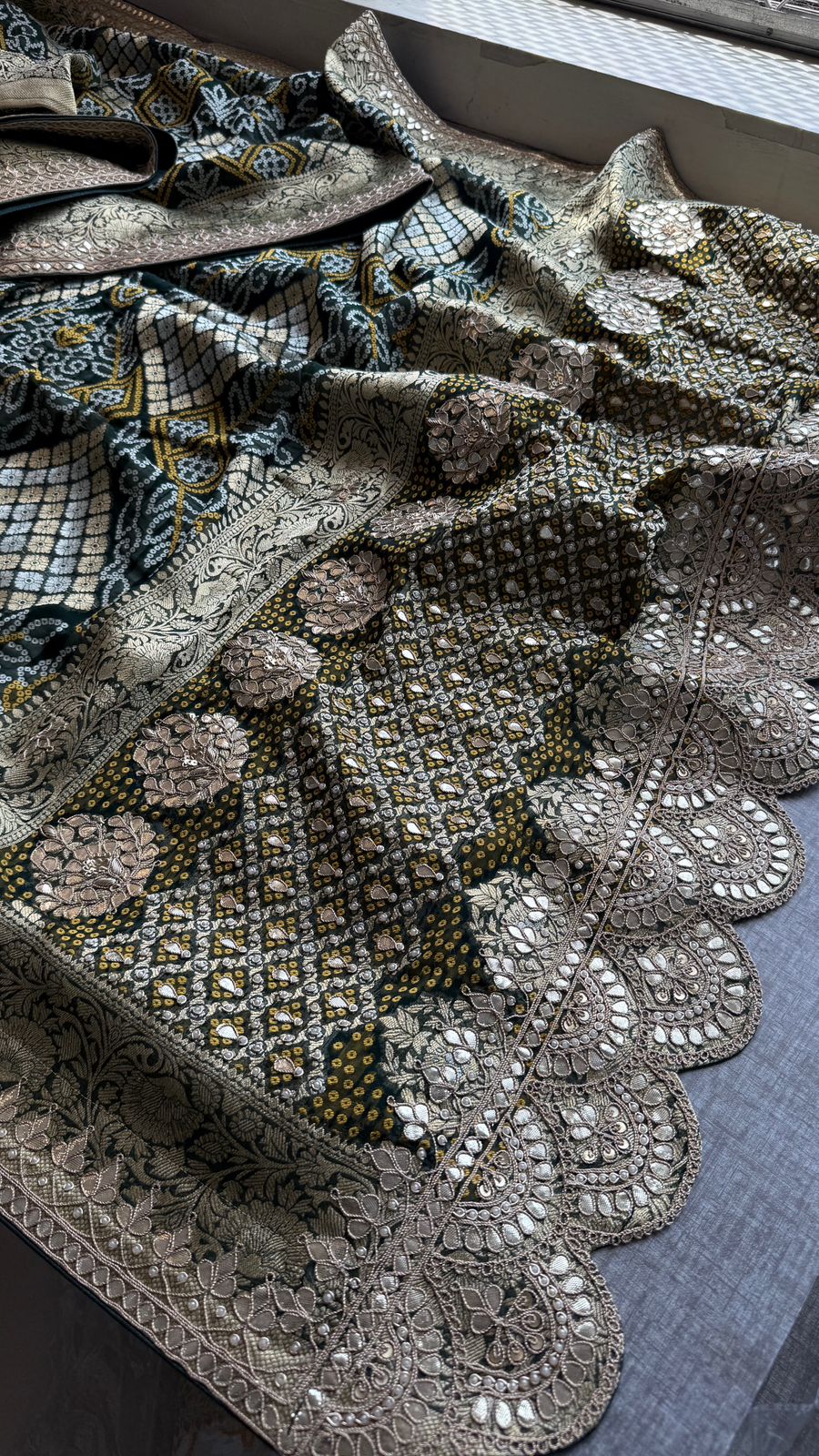 Zardozi Gotta Patti And Pearl On Khaddi Georgette Banarasi · 56 Artisan Hours of work · The Royal Edit