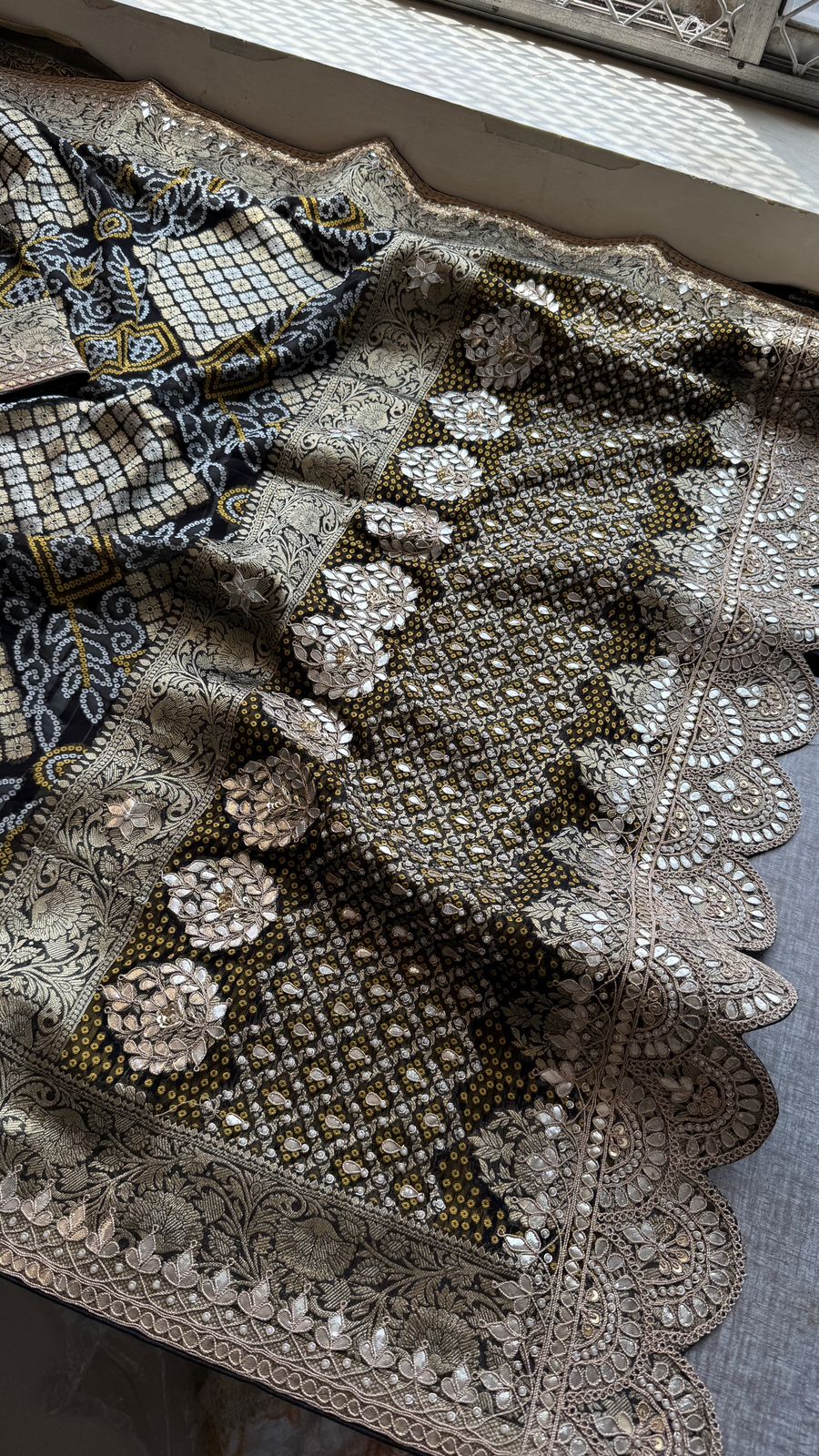 Zardozi Gotta Patti And Pearl On Khaddi Georgette Banarasi · 56 Artisan Hours of work · The Royal Edit