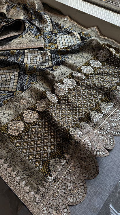 Zardozi Gotta Patti And Pearl On Khaddi Georgette Banarasi · 56 Artisan Hours of work · The Royal Edit