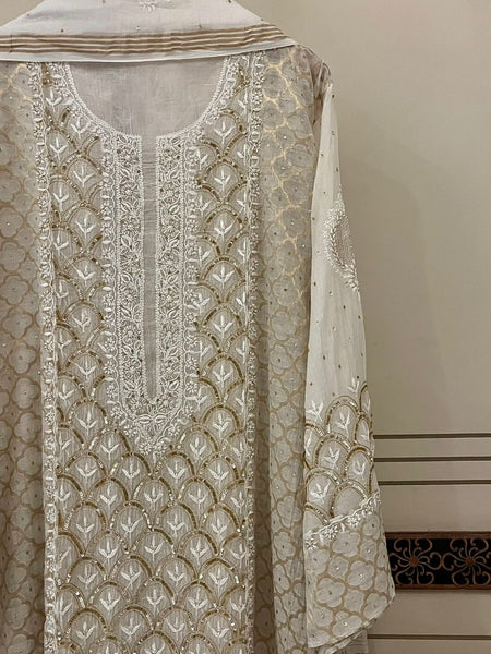 Elegant Pure Mul Chanderi Kurta Dupatta Set With Zari Katdana & Sequin Work