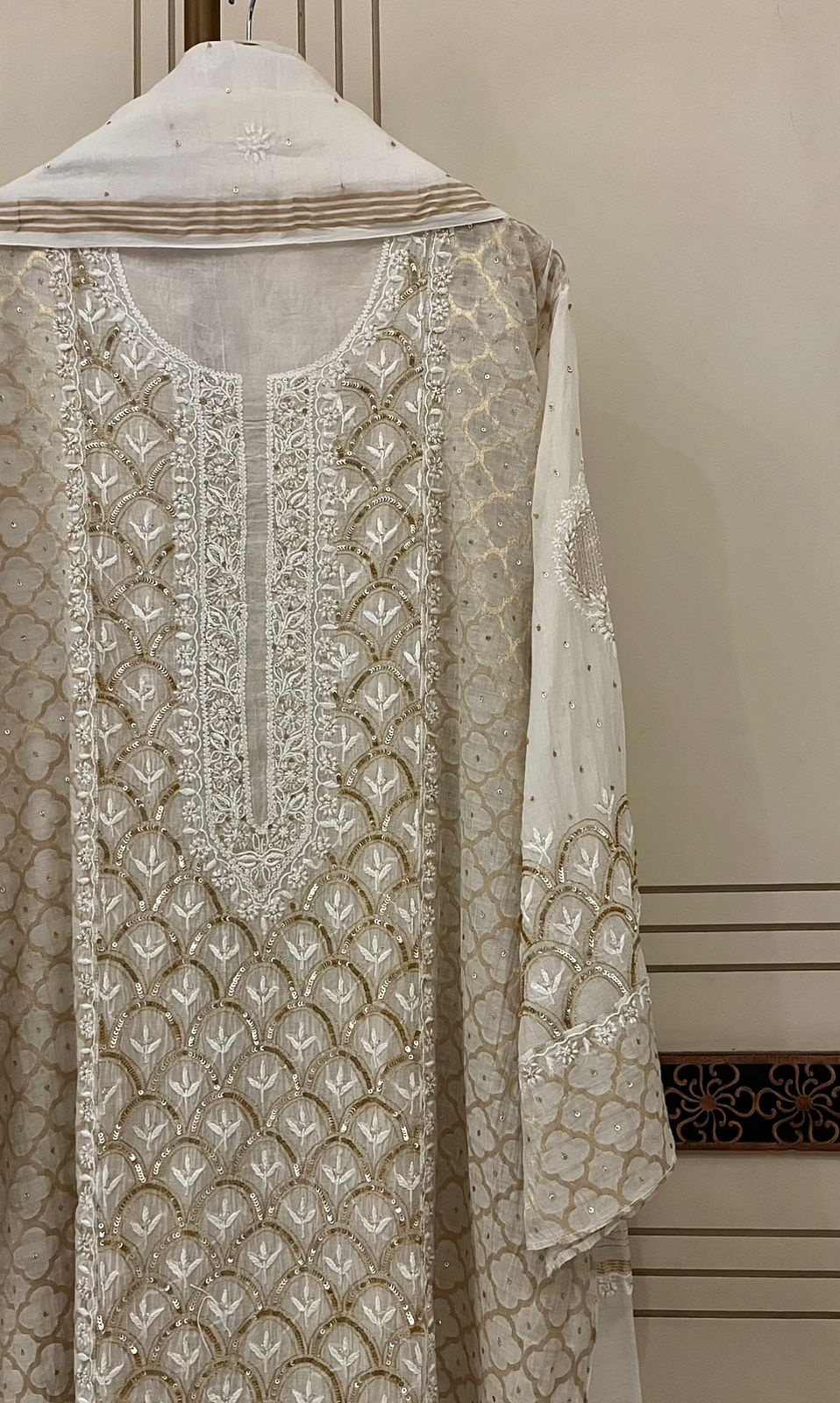 Zari Katdana And Sequins On Pure Mul Chanderi · 32 Artisan Hours of work · The Hazratganj Edit
