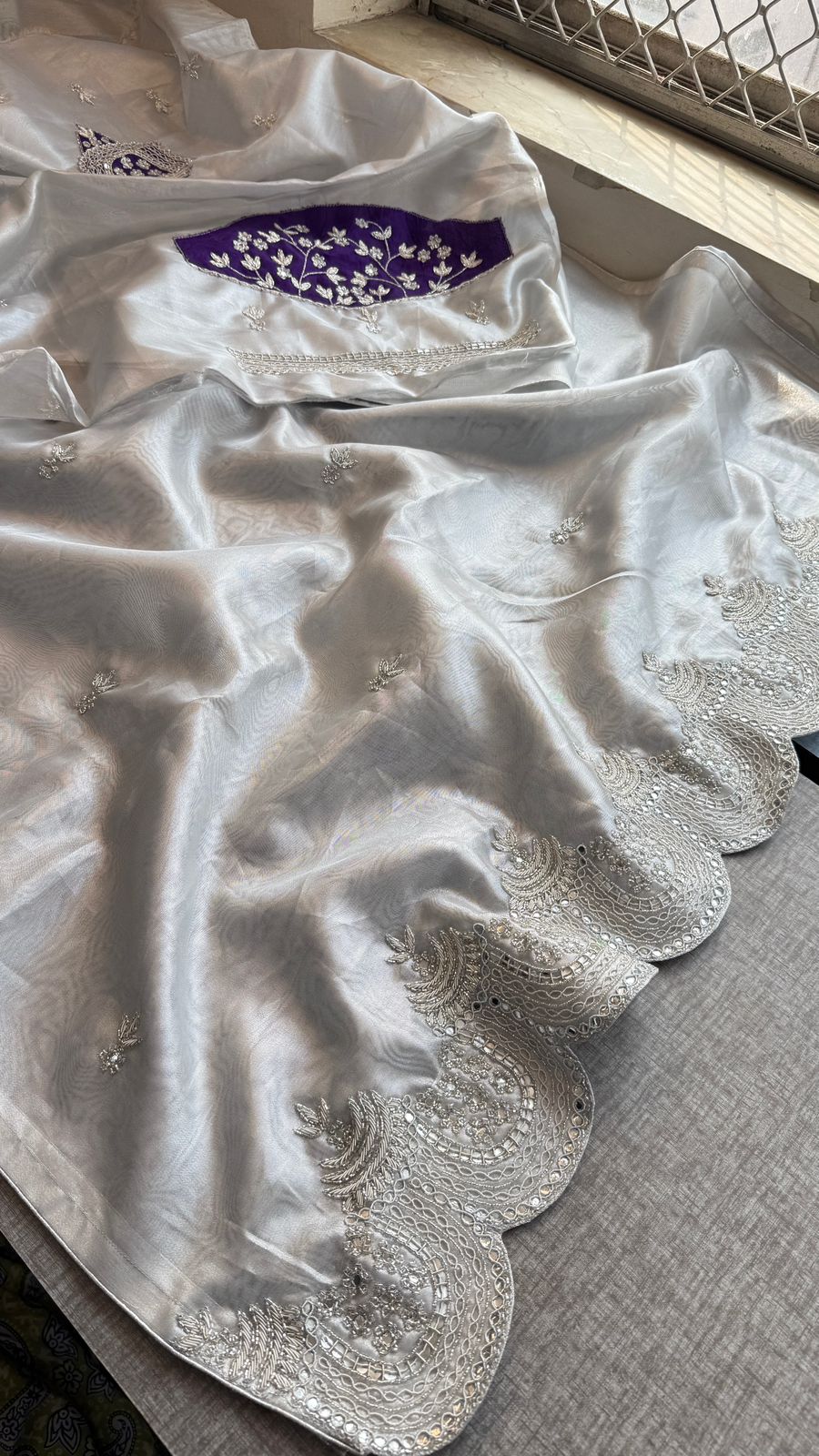 Zardozi Sequins And Pearl On Tissue Silk · 56 Artisan Hours of work · The Shringar Edit