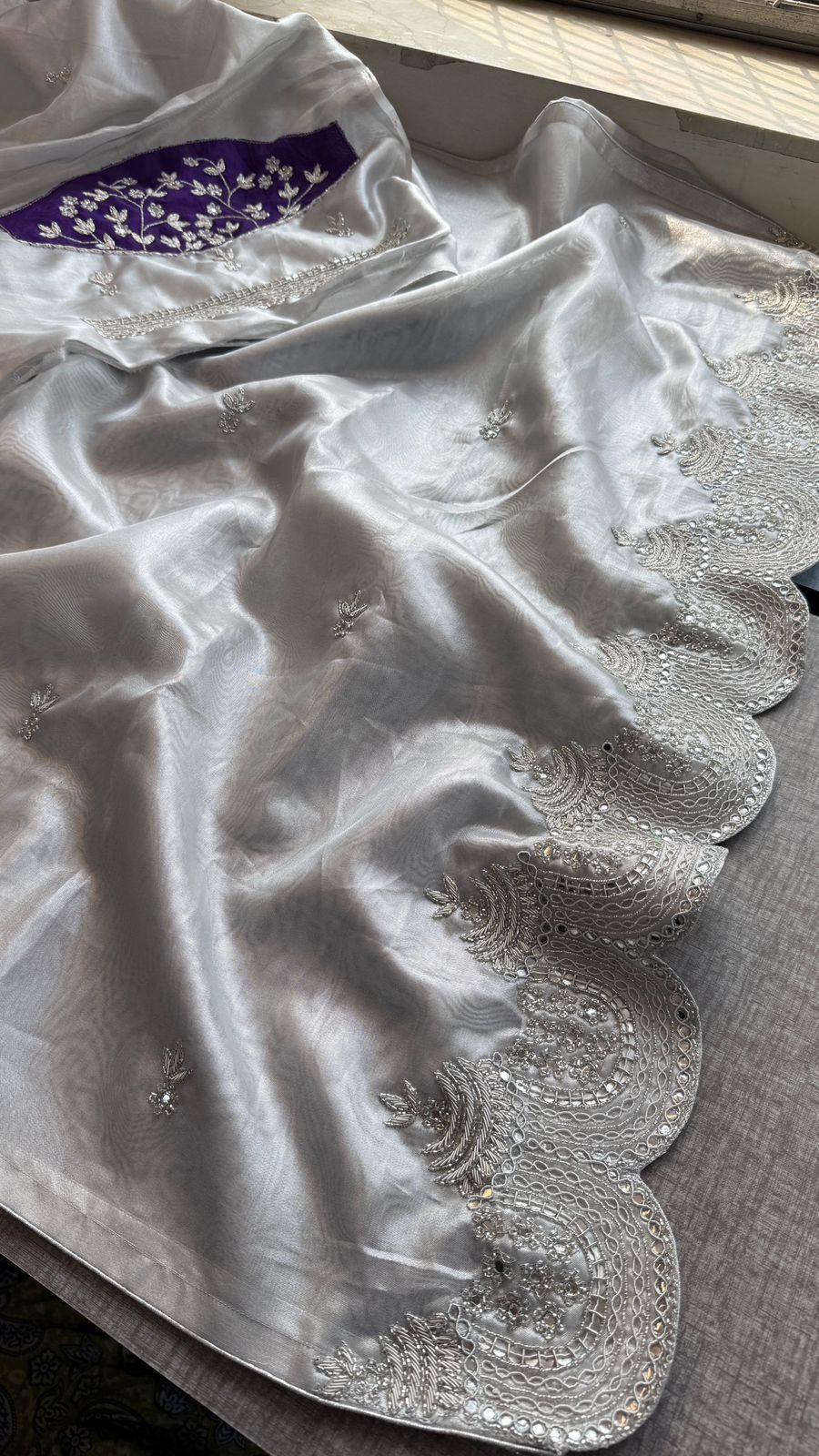 Zardozi Sequins And Pearl On Tissue Silk · 56 Artisan Hours of work · The Shringar Edit