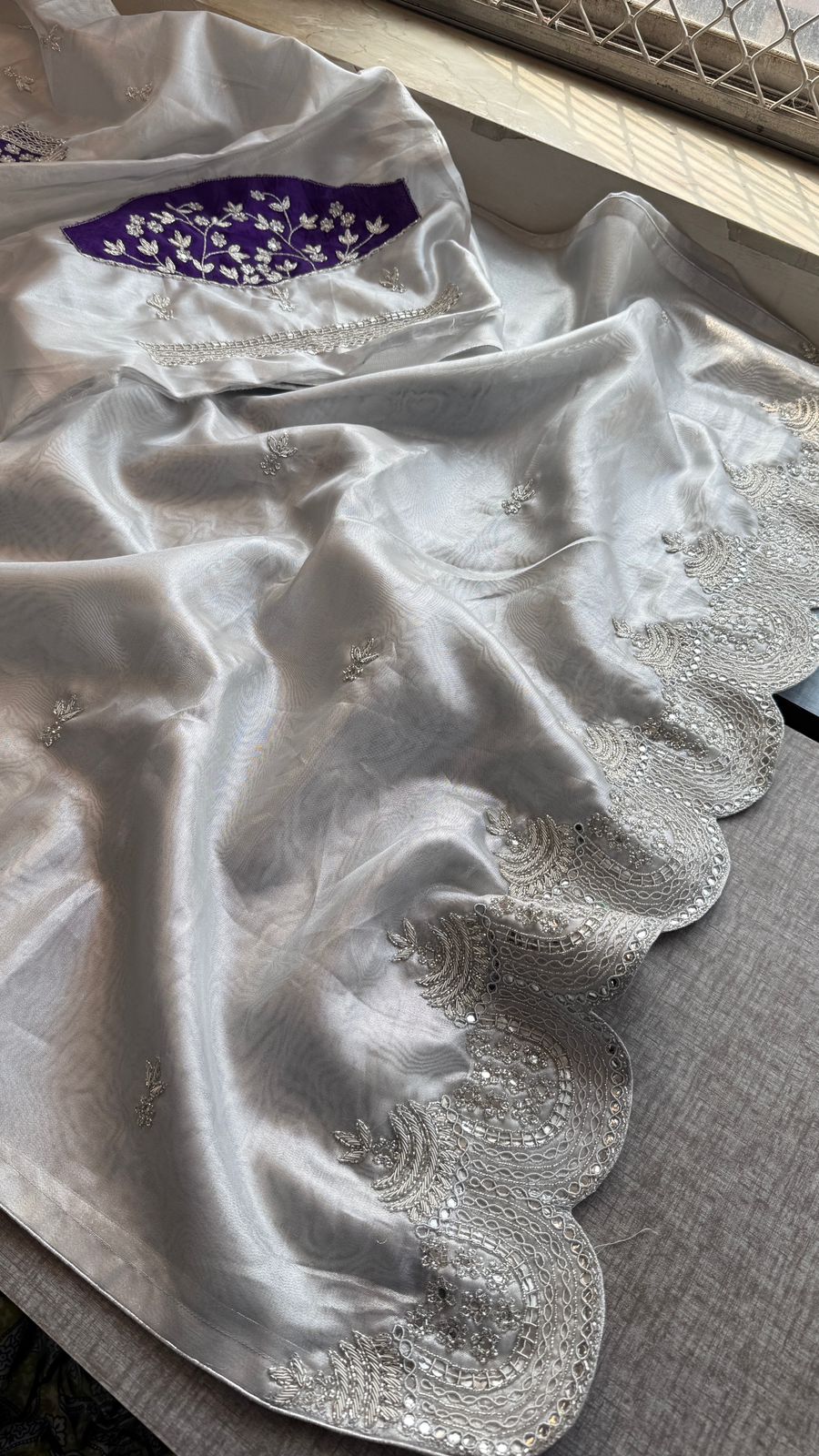 Zardozi Sequins And Pearl On Tissue Silk · 56 Artisan Hours of work · The Shringar Edit