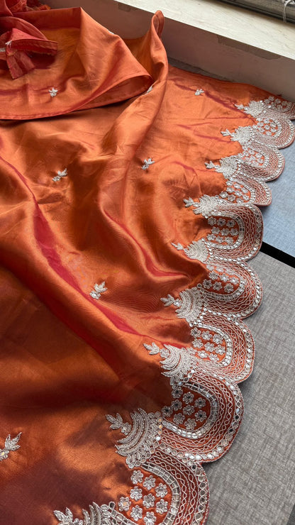 Zardozi Sequins And Pearl On Tissue Silk · 56 Artisan Hours of work · The Shringar Edit