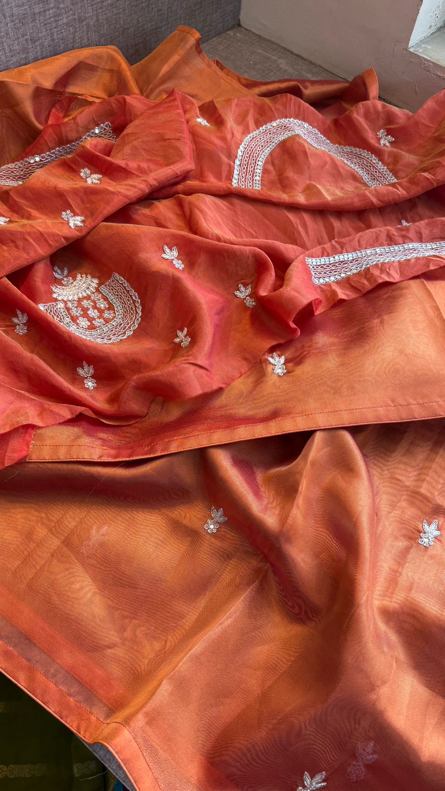 Zardozi Sequins And Pearl On Tissue Silk · 56 Artisan Hours of work · The Shringar Edit