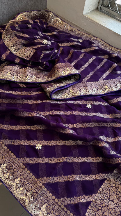 Zardozi Gotta Patti And Pearl On Khaddi Georgette · 52 Artisan Hours of work · The Royal Edit