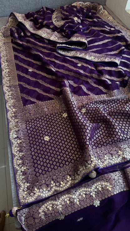 Zardozi Gotta Patti And Pearl On Khaddi Georgette · 52 Artisan Hours of work · The Royal Edit