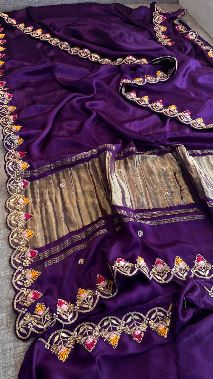 Zardozi Gotta Patti And Pearl On Gajji Silk Lakdi Patta · 52 Artisan Hours of work · The Nazakat Edit