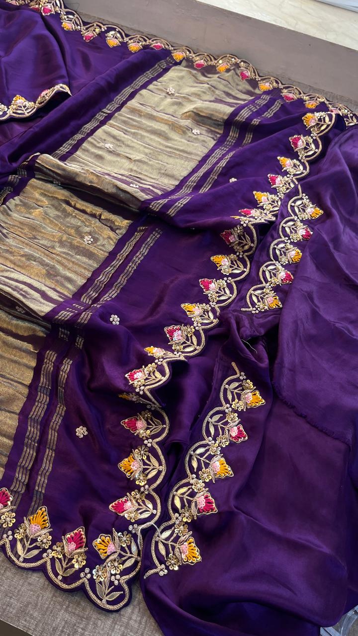 Zardozi Gotta Patti And Pearl On Gajji Silk Lakdi Patta · 52 Artisan Hours of work · The Nazakat Edit