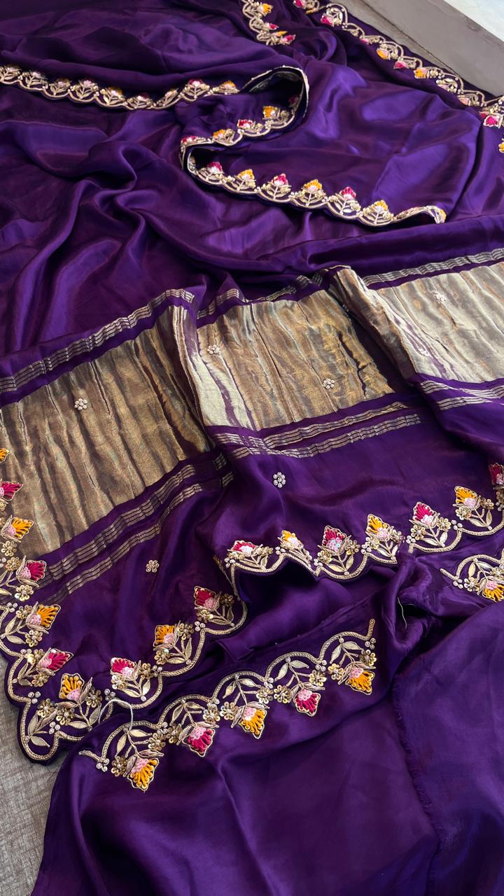 Zardozi Gotta Patti And Pearl On Gajji Silk Lakdi Patta · 52 Artisan Hours of work · The Nazakat Edit