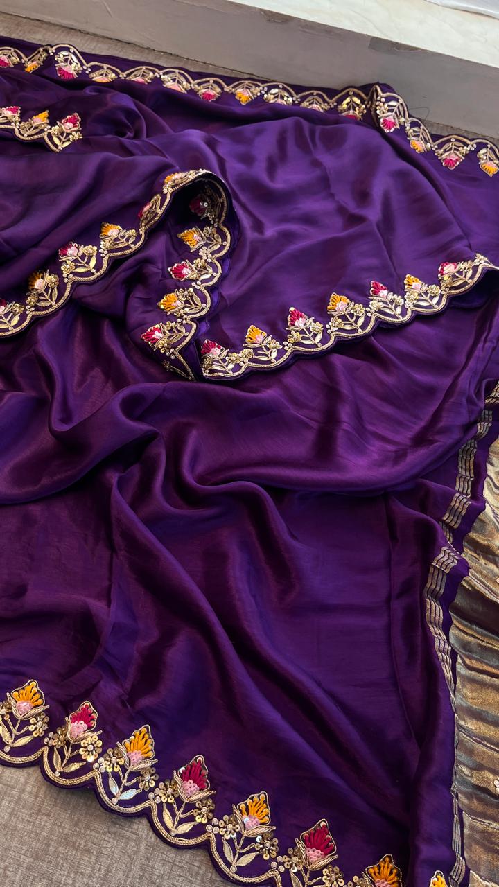Zardozi Gotta Patti And Pearl On Gajji Silk Lakdi Patta · 52 Artisan Hours of work · The Nazakat Edit