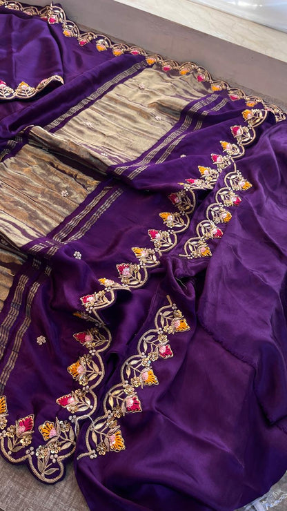 Zardozi Gotta Patti And Pearl On Gajji Silk Lakdi Patta · 52 Artisan Hours of work · The Nazakat Edit