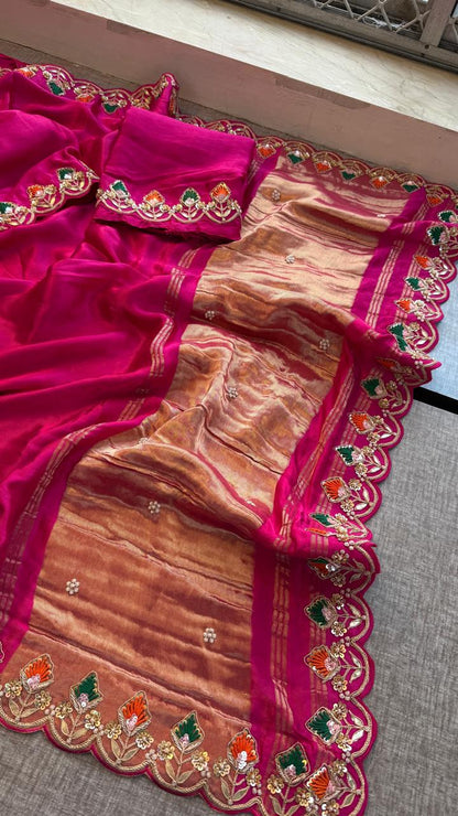 Zardozi Gotta Patti And Pearl On Gajji Silk Lakdi Patta · 52 Artisan Hours of work · The Nazakat Edit