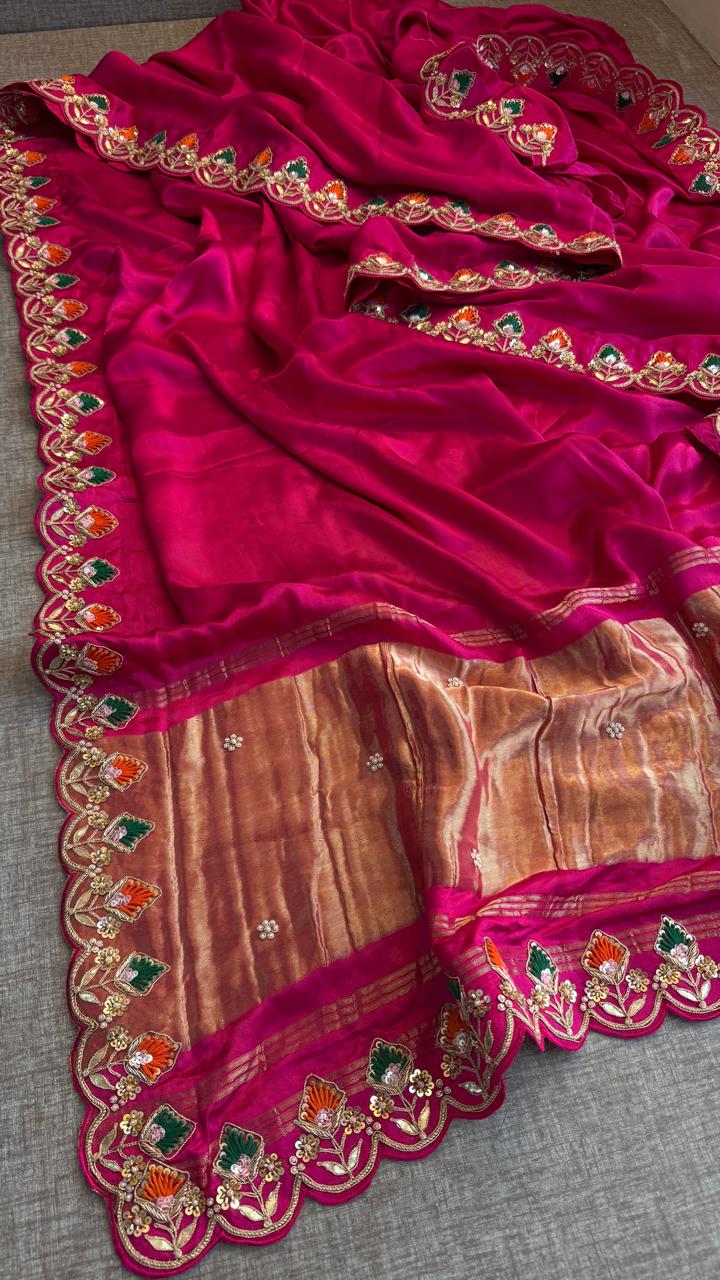 Zardozi Gotta Patti And Pearl On Gajji Silk Lakdi Patta · 52 Artisan Hours of work · The Nazakat Edit