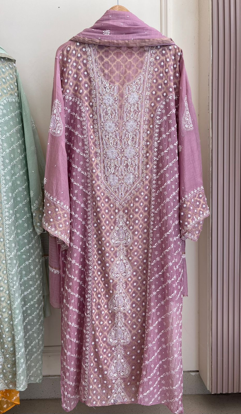 Pearl Sequins And Katdana On Mul Chanderi · 28 Artisan Hours of work · The Tehzeeb Edit