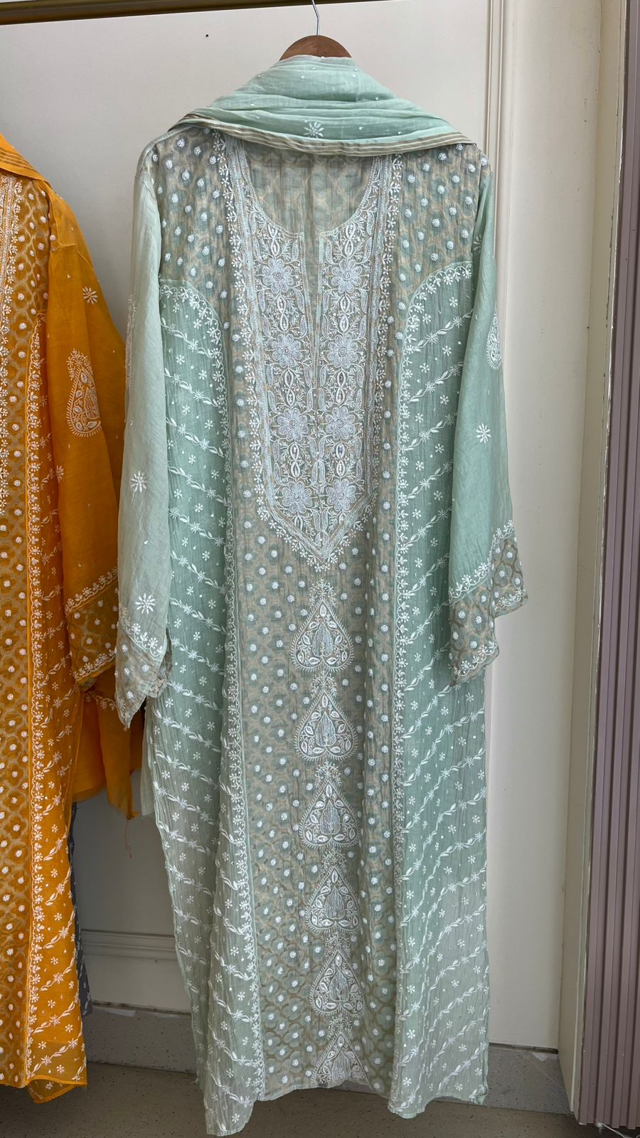 Pearl Sequins And Katdana On Mul Chanderi · 28 Artisan Hours of work · The Tehzeeb Edit